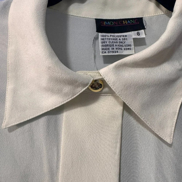 Simon Chang off  white‎ ladies blouse embroidery detail size 8 - Picture 4 of 6